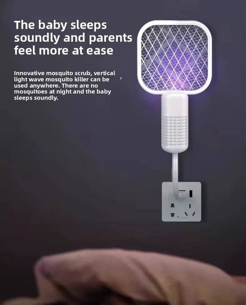 USB Rechargeable Electric Mosquito Killer Racket | 2-in-1 Bug Zapper with UV Light