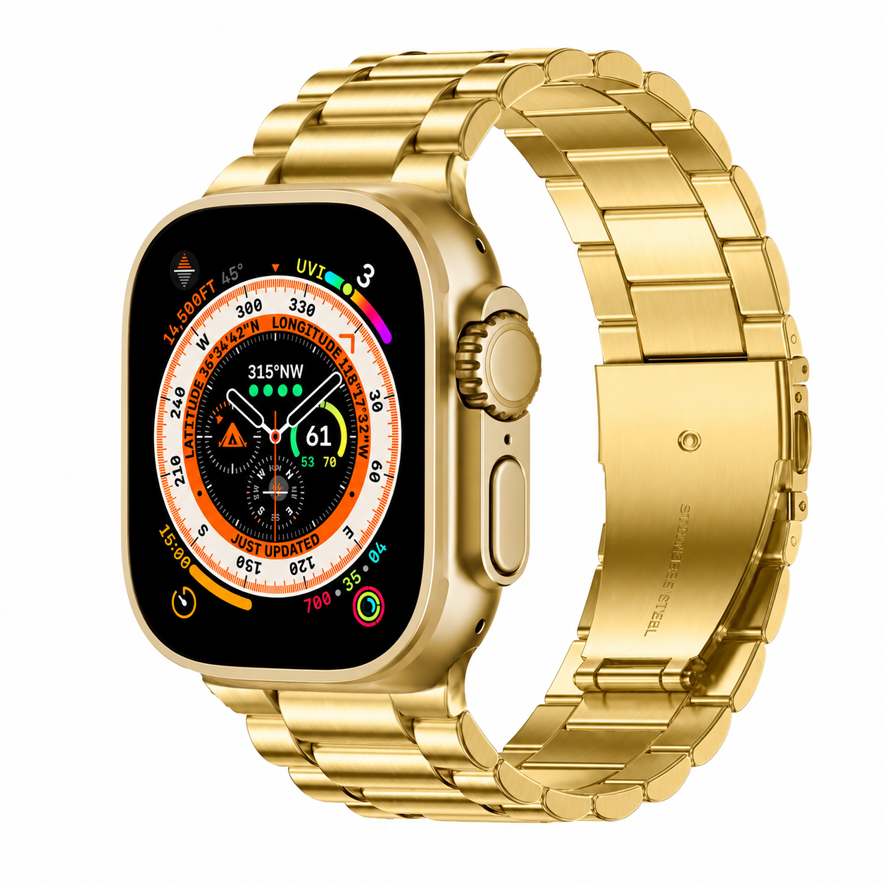 Ultra Smart Watch with Metal Strap | Bluetooth Calling | Gold Edition