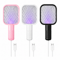 USB Rechargeable Electric Mosquito Killer Racket | 2-in-1 Bug Zapper with UV Light