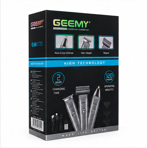GEEMY GM6720 Professional 3-in-1 Shaver & Trimmer Set – USB Rechargeable