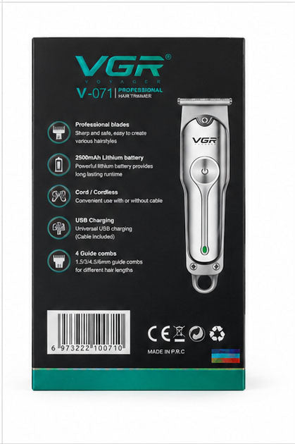 VGR V-071 Professional Hair Trimmer – Cordless Rechargeable Grooming Trimmer